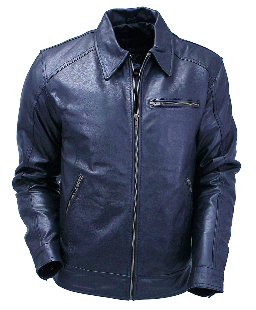 Classic 1950's Black Leather Jacket with Zip Out Lining #M1956GZK - Image 6