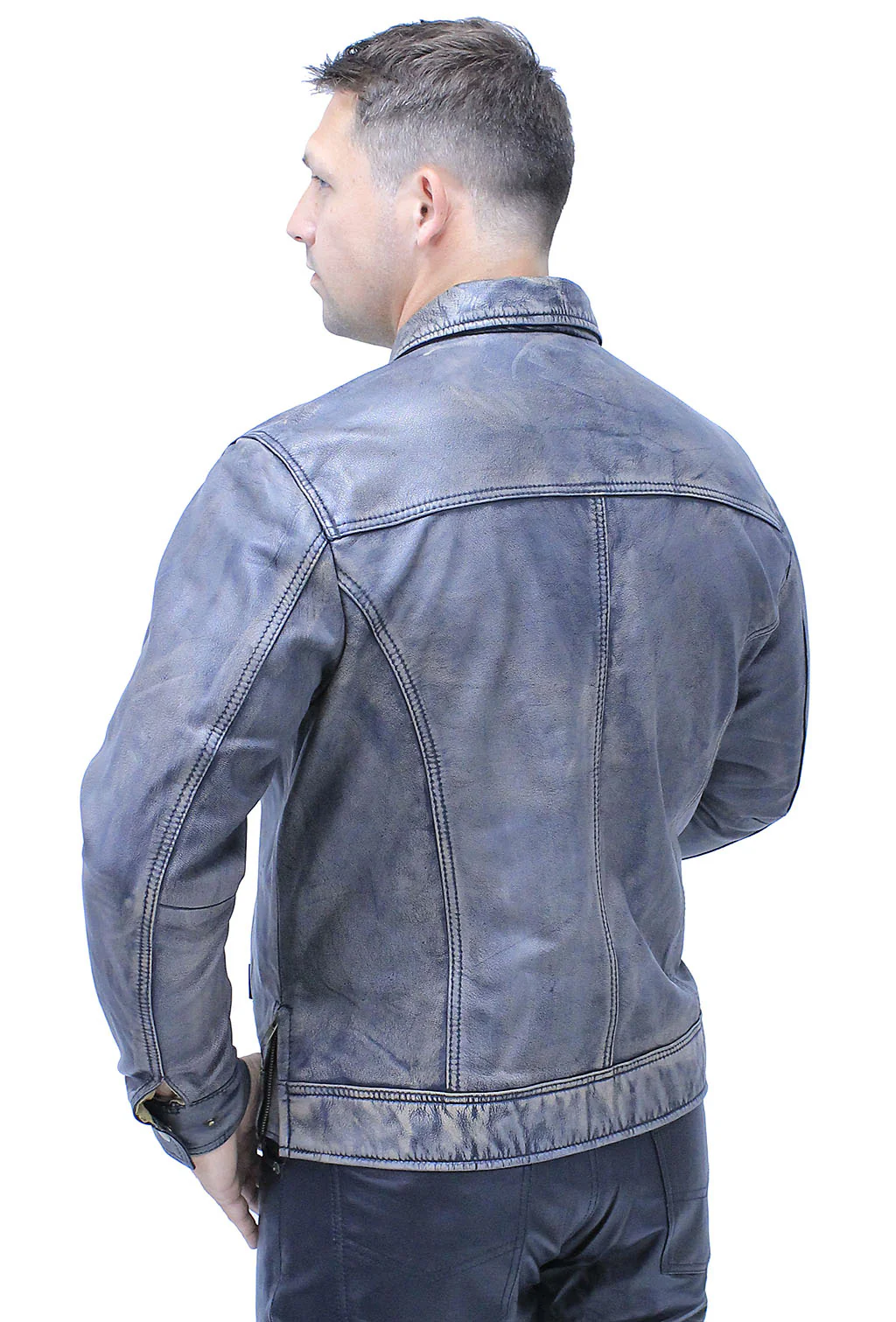 1950's Distressed Black Leather Jacket w/CC Pockets #MA1958GK - Image 2