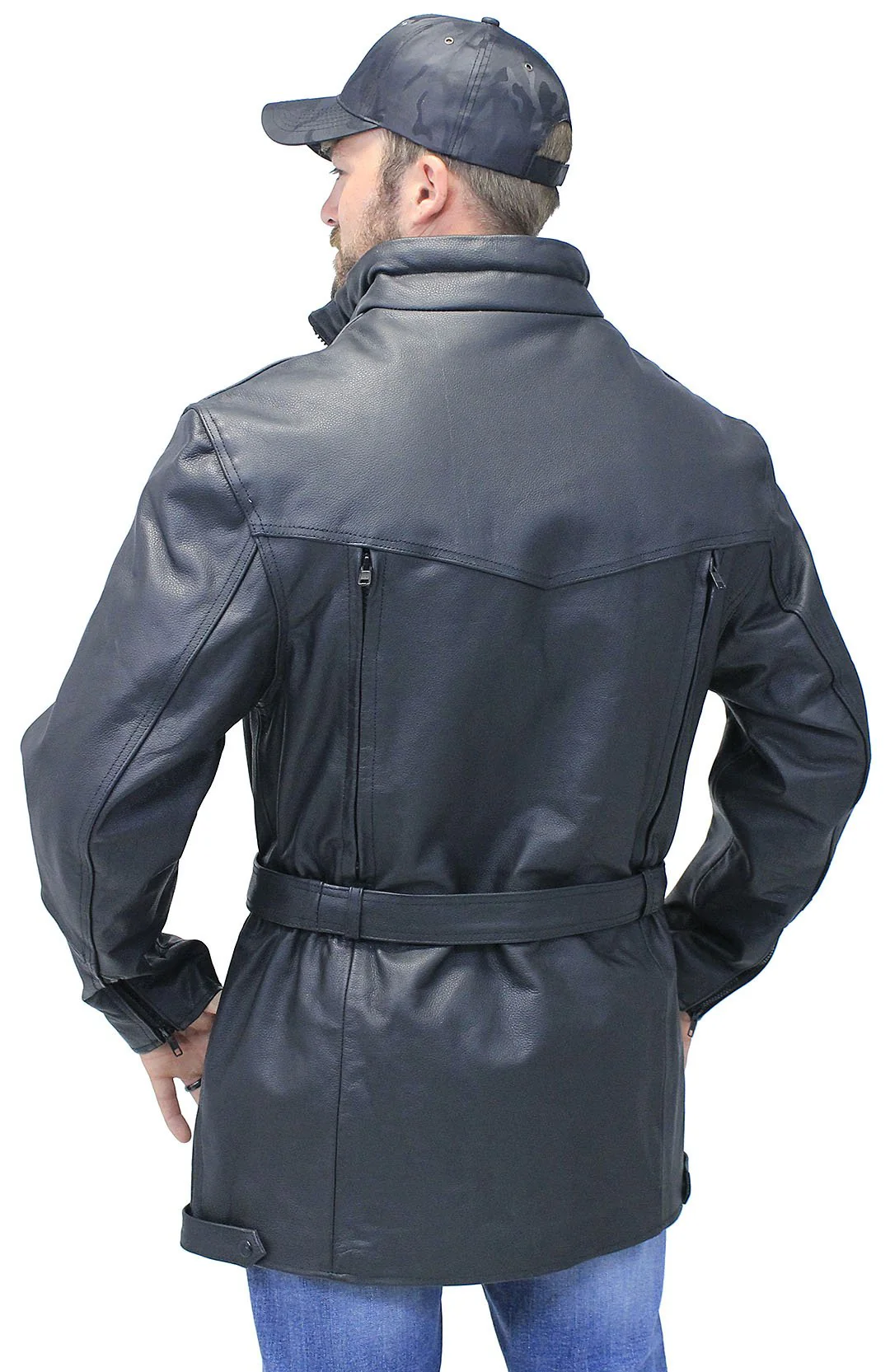 3/4 Length Cruiser Vented Leather Jacket #M3020VZ - Image 2