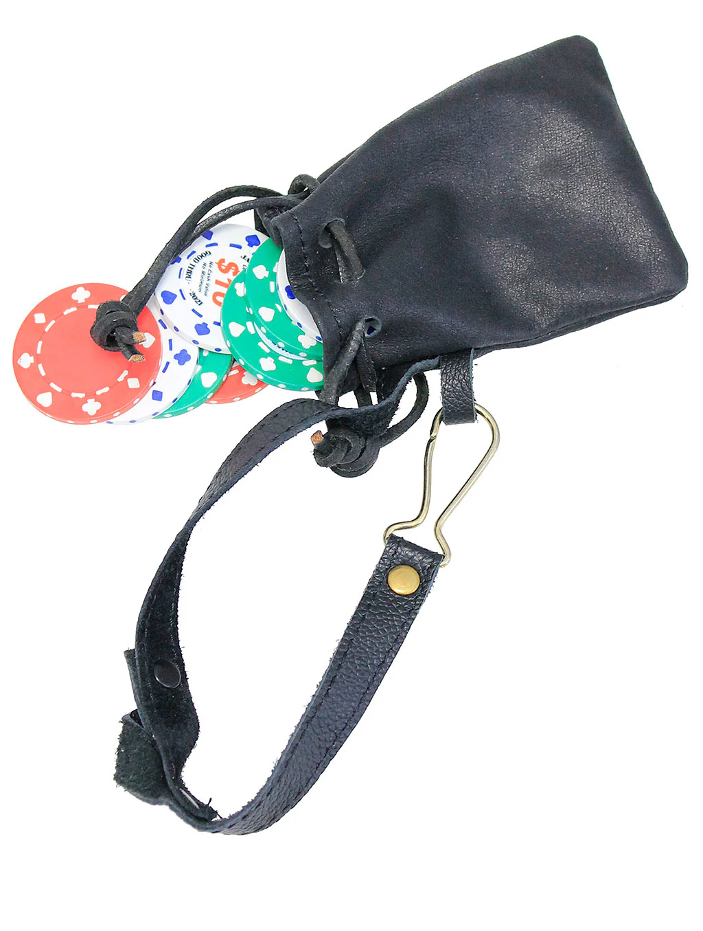 3x4 Leather Drawstring Bag Pouch w/Wrist Strap #P2208WSK - Image 5