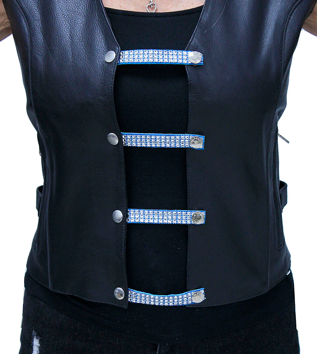 4" Crystals on Turquoise Leather Vest Extenders (Set of 4) #VC24069LCT - Image 3