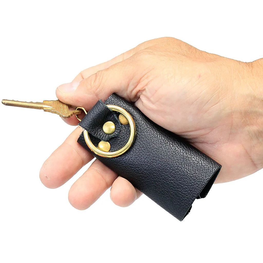 4 Key Leather Key Case with Finger Ring #AC22040GR - Image 4