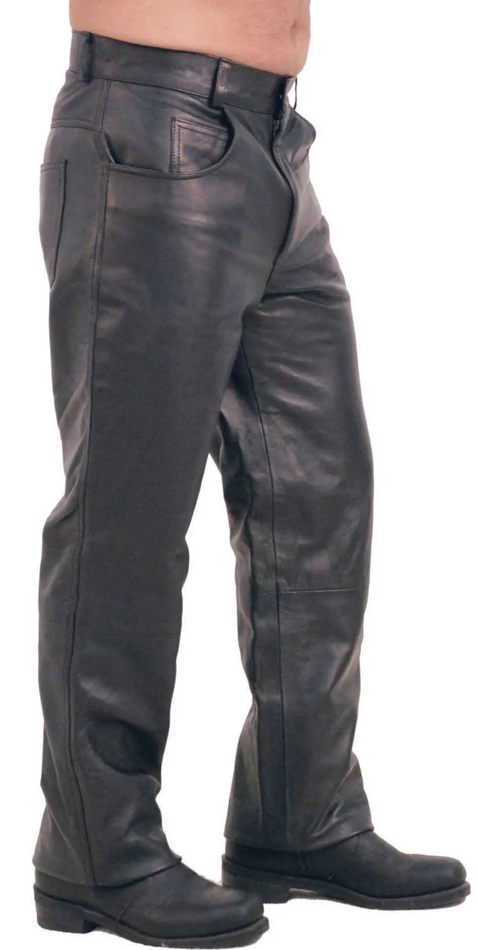 5 Pocket Lambskin Leather Pants for Men #MP591L - Image 2