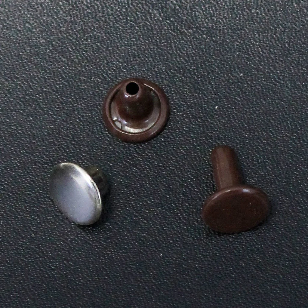 500 Sets (1000 Pcs) 8mm Double Cap Brown Enamel/Silver Rivets #Z5405N - Image 2