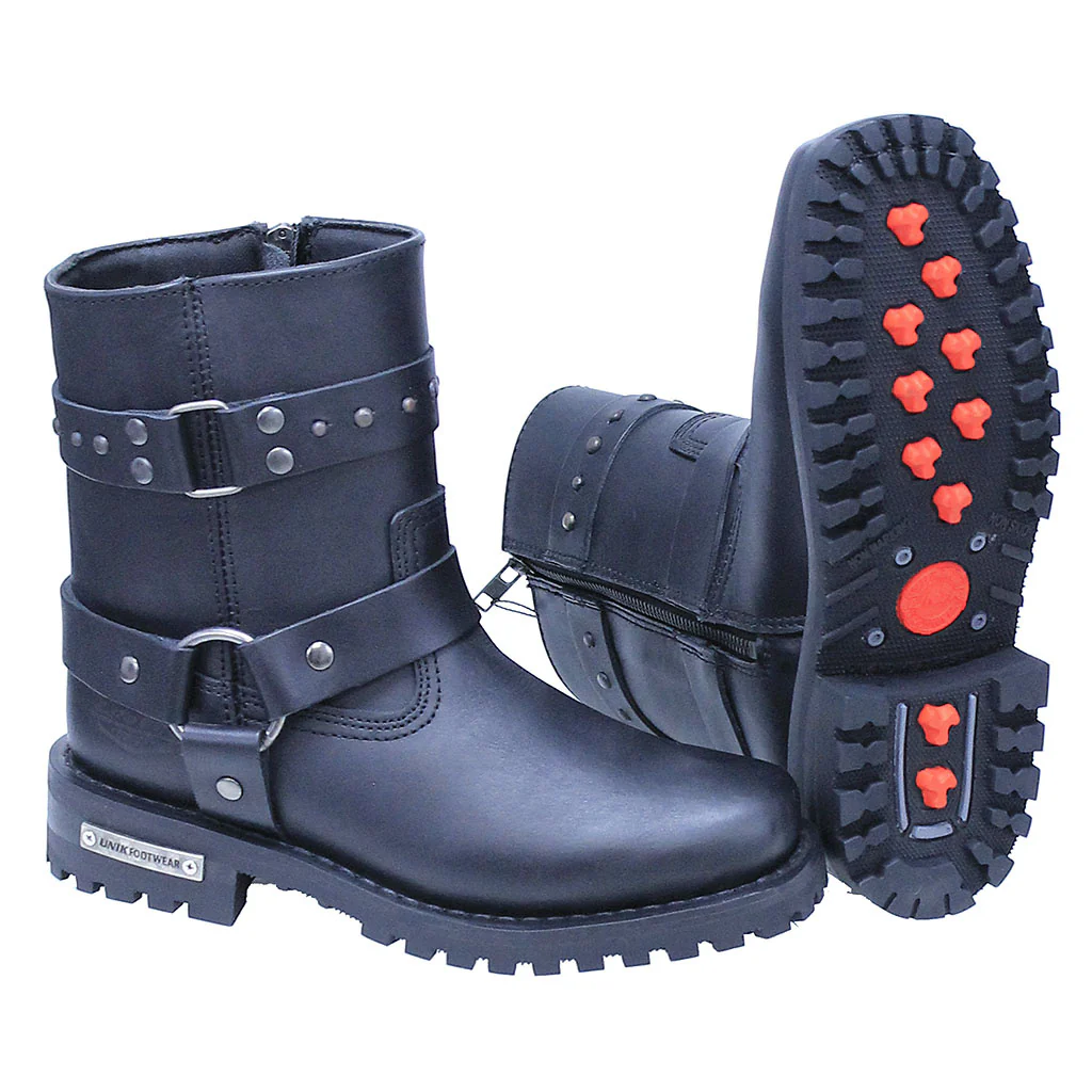 8 in Women's Stud Strap Harness Zip Riding Boots #BL12008HZK - Image 2