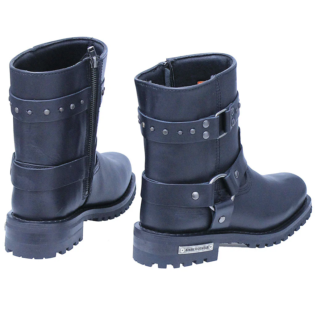 8 in Women's Stud Strap Harness Zip Riding Boots #BL12008HZK - Image 3