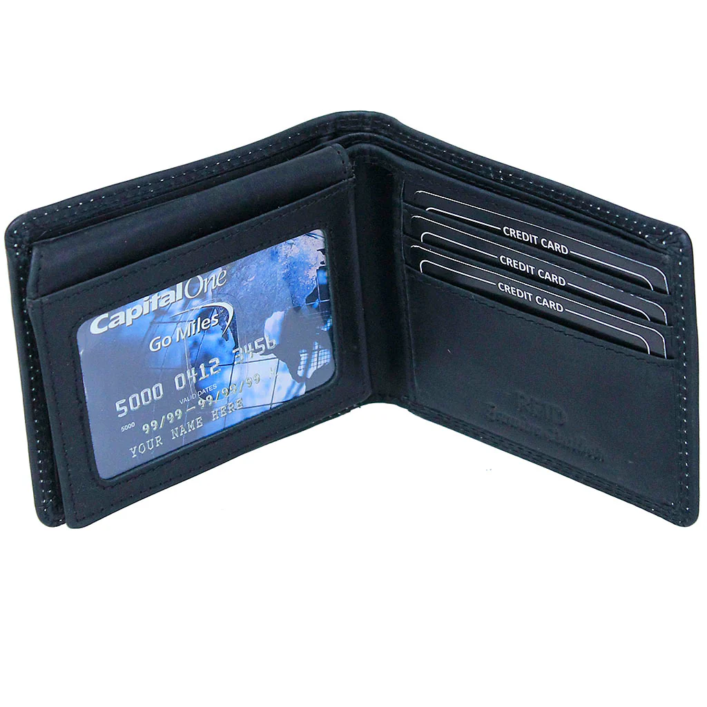 American flag RFID Bifold Leather Wallet in Black #WC040KFLAG - Image 2