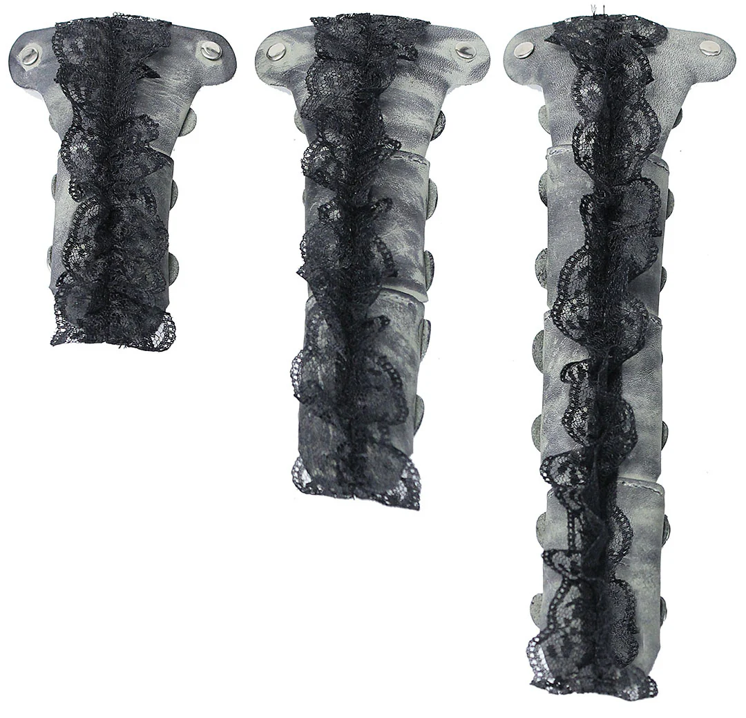 Antiqued Gray Leather and Lace Hair Tube Barrette #AHW2300LGY - Image 3
