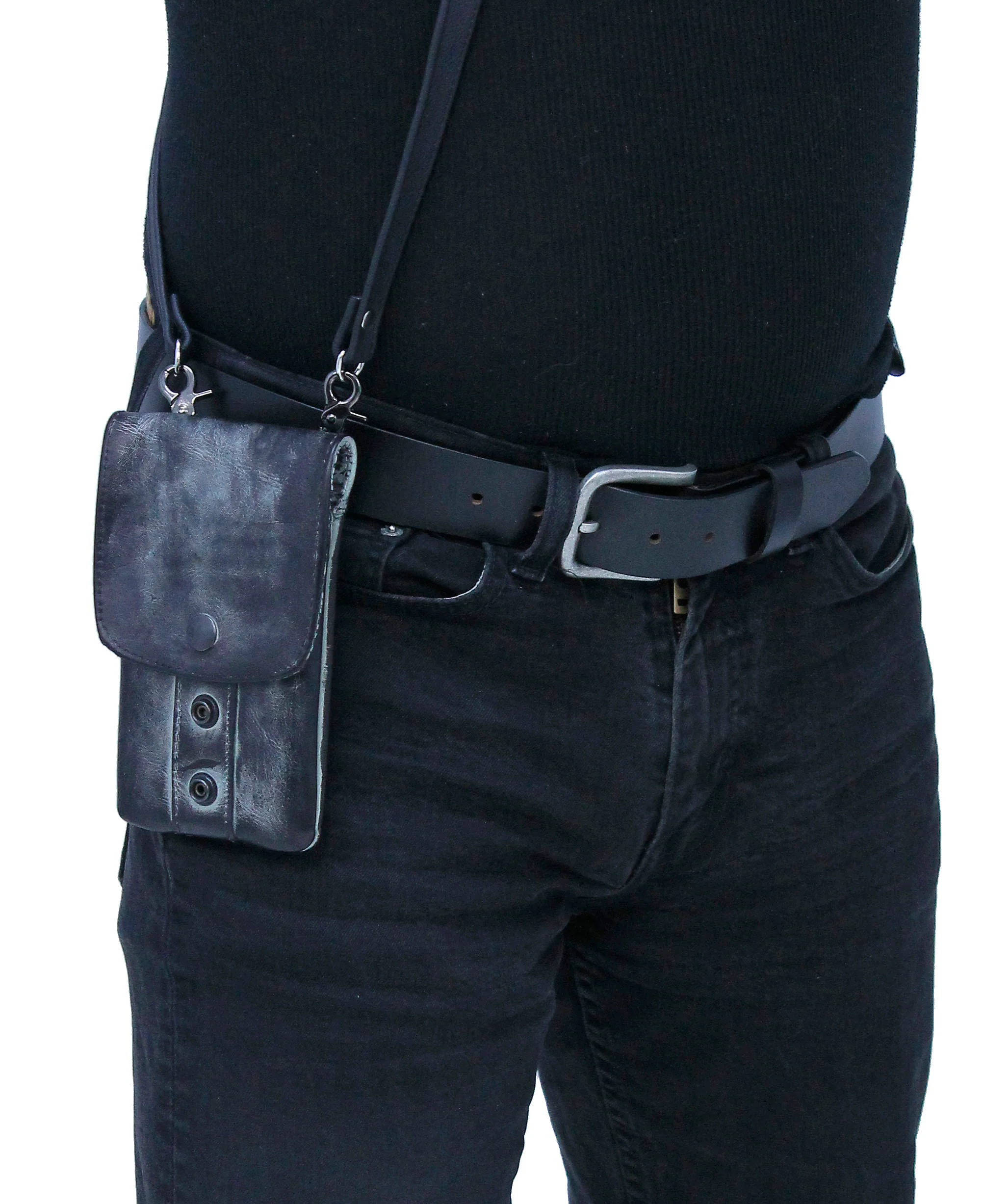 Antiqued Leather Clip-On Case w/Removable Strap USA #PKK18093GY - Image 3