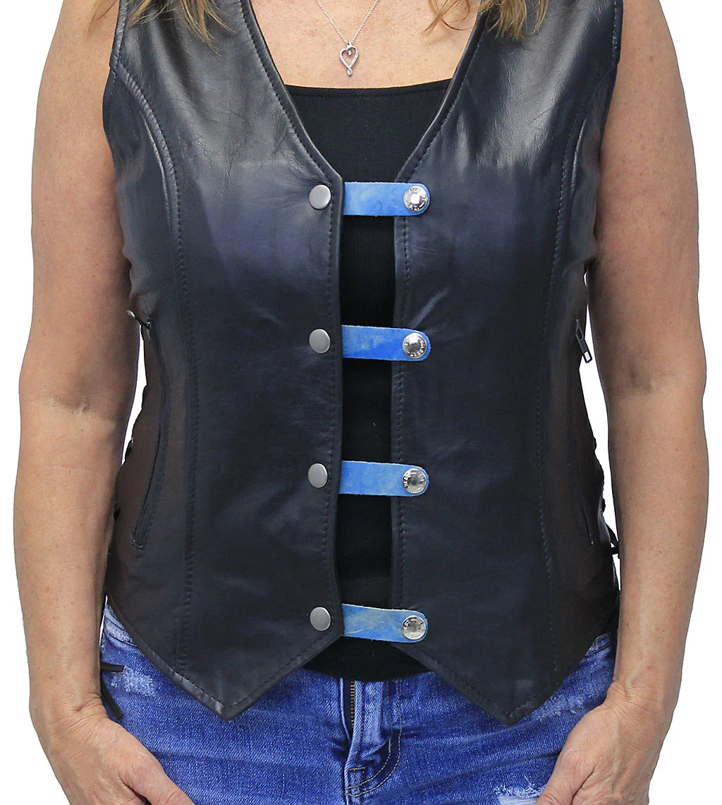 Aqua Antique Rub Leather Vest Extenders (Set of 4) #VC23069TQ - Image 2