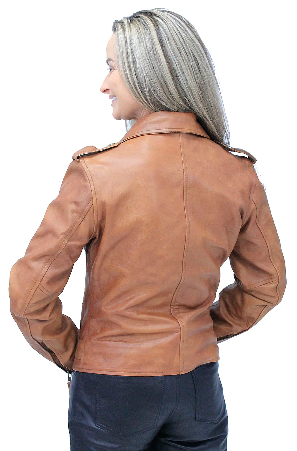 Arizona Brown Leather Motorcycle Jacket #LA68321N - Image 2
