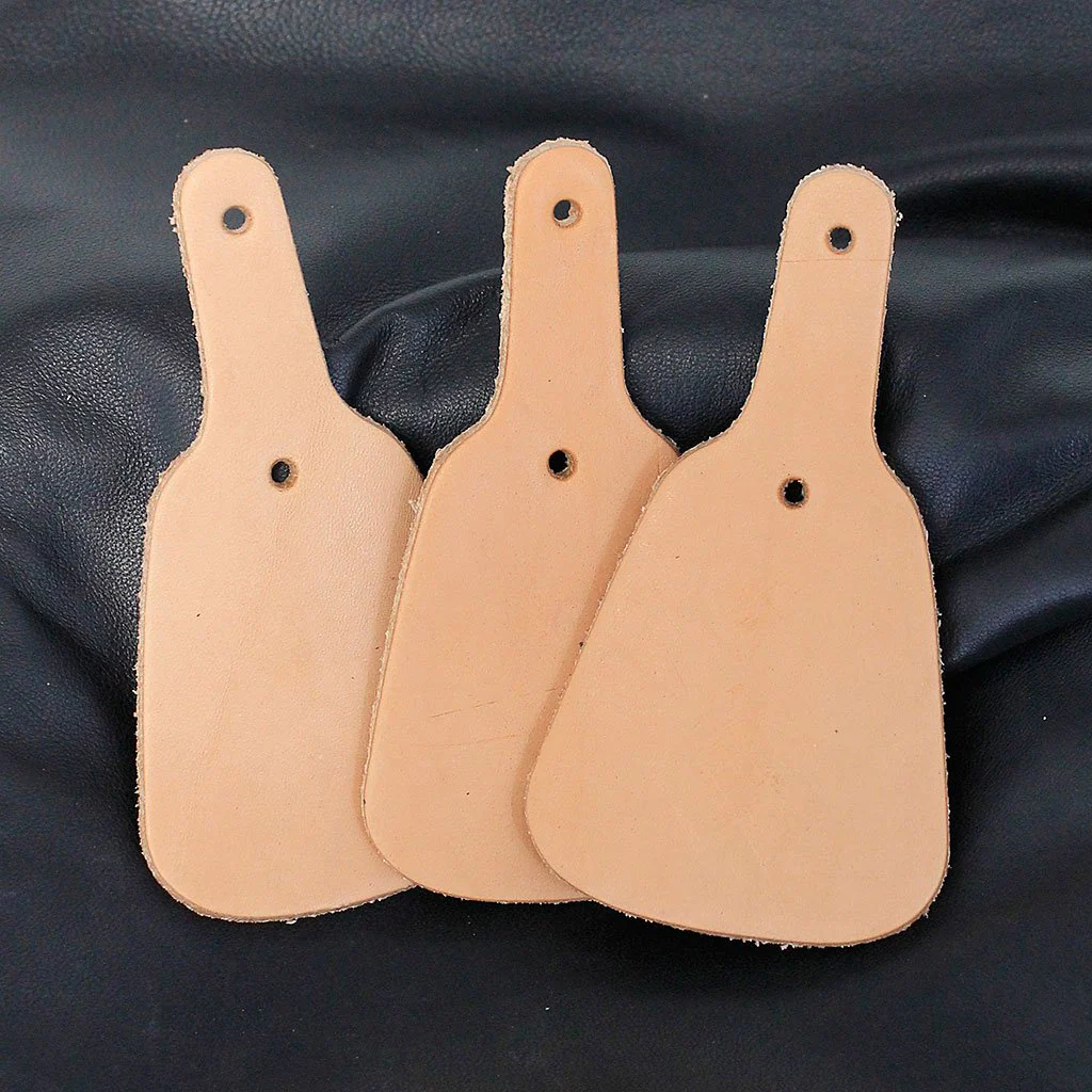 Set of 6 Bell Shaped 8 oz Leather Key Fob Blanks #ZKF2207BEL