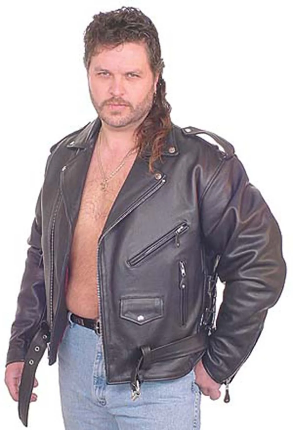 Big & Tall Leather Motorcycle Jacket #M727ZT - Image 3