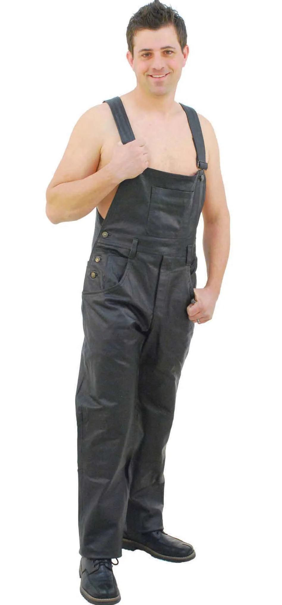 Biker Leather Bib Overalls #MP44K - Image 4