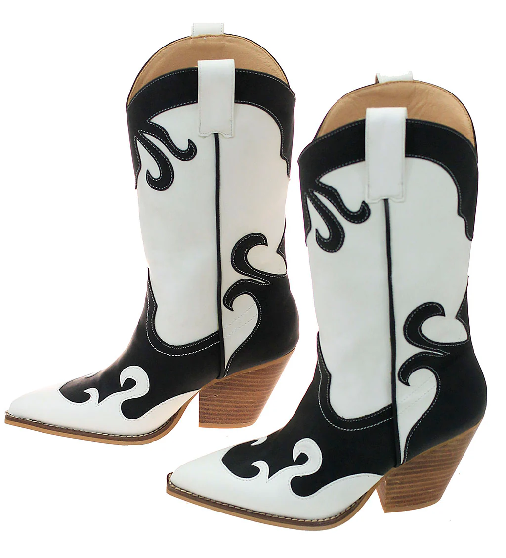 Black and White Holstein Cowgirl Boots #BLC10KW-UNIQ - Image 3