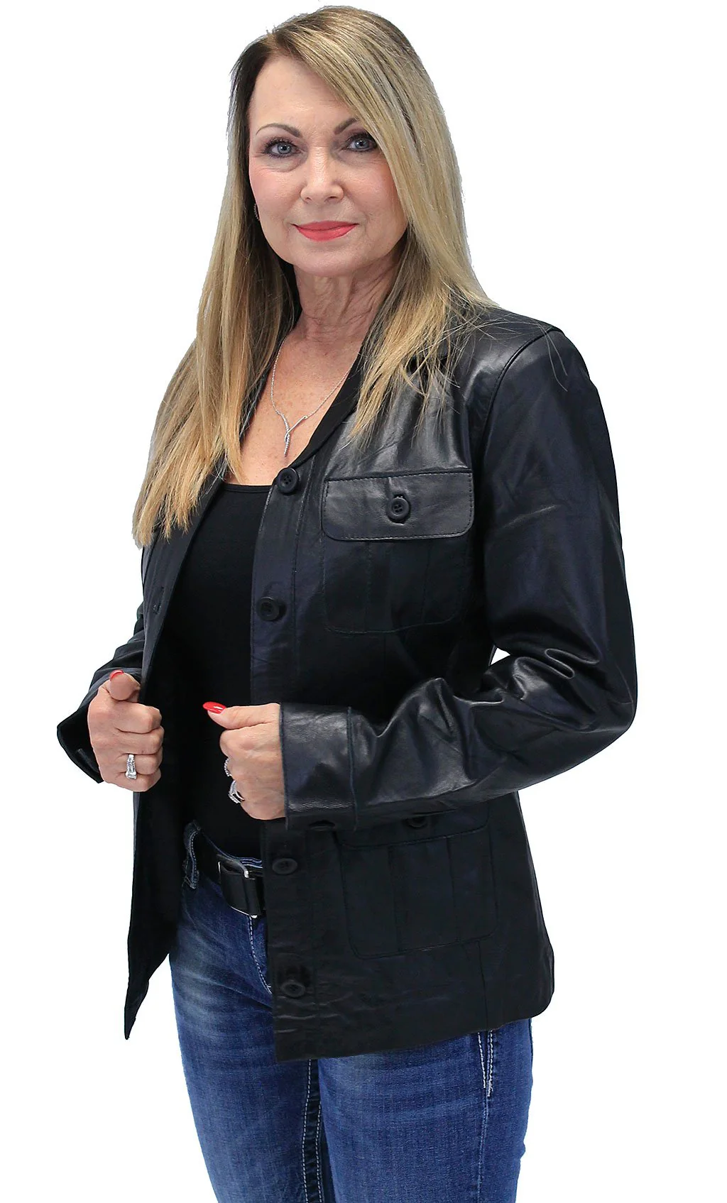 Button-Up Genuine Lambskin 4 Pocket Jacket #L718024K (S-2X) - Image 4