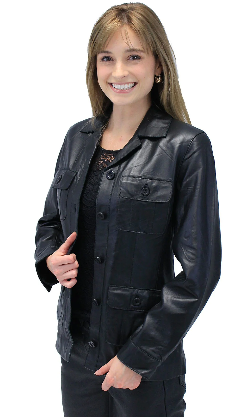 Button-Up Genuine Lambskin 4 Pocket Jacket #L718024K (S-2X) - Image 5