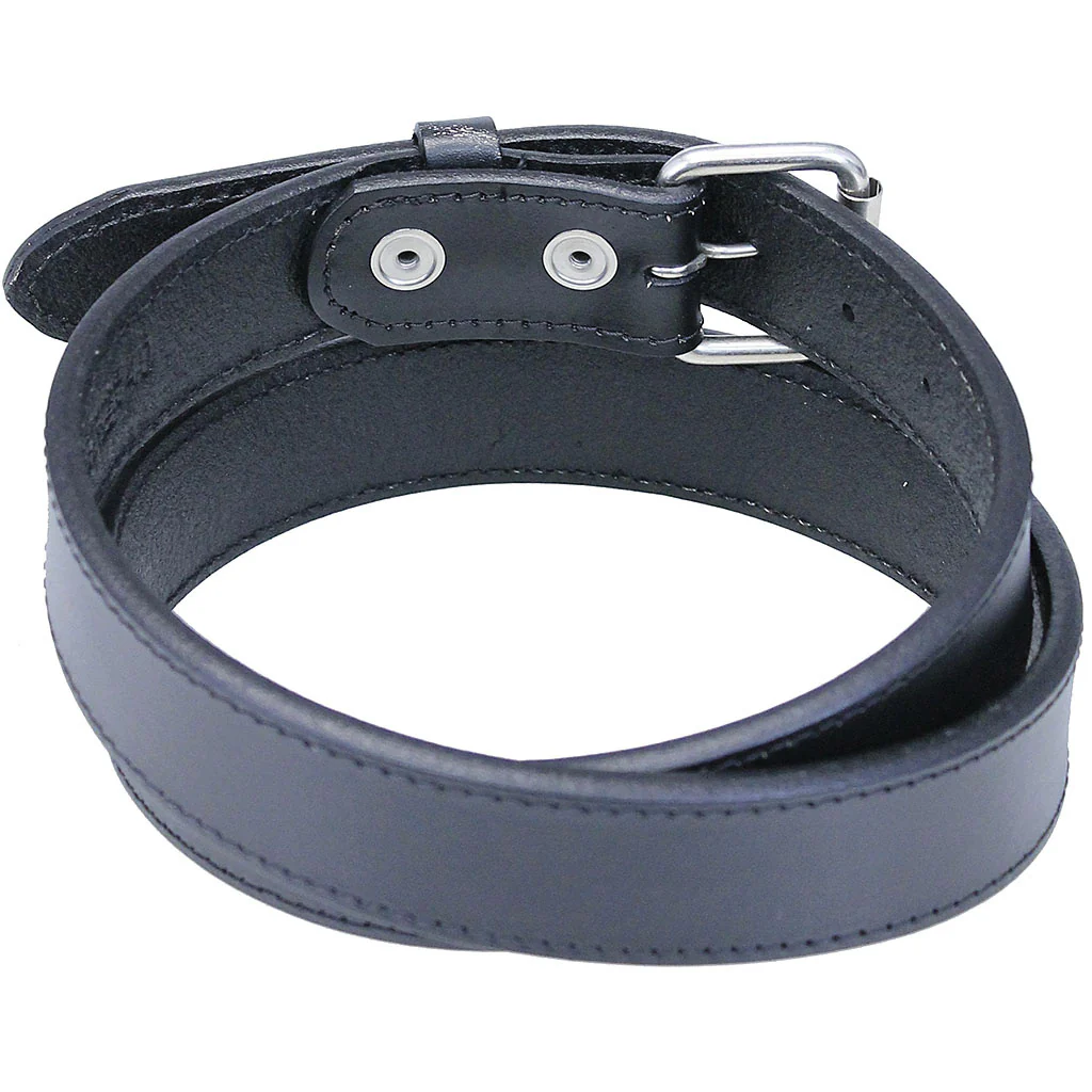 Black Double Thick Extra Heavy Leather Belt w/Stitching #BTA2144XXK - Image 2