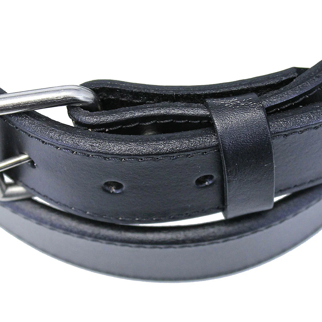 Black Double Thick Extra Heavy Leather Belt w/Stitching #BTA2144XXK - Image 3