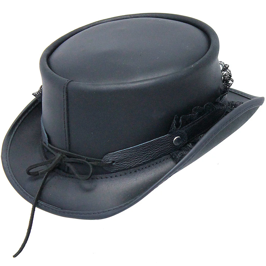 Black Leather and Lace Hatband #HB-LACEK () - Image 3
