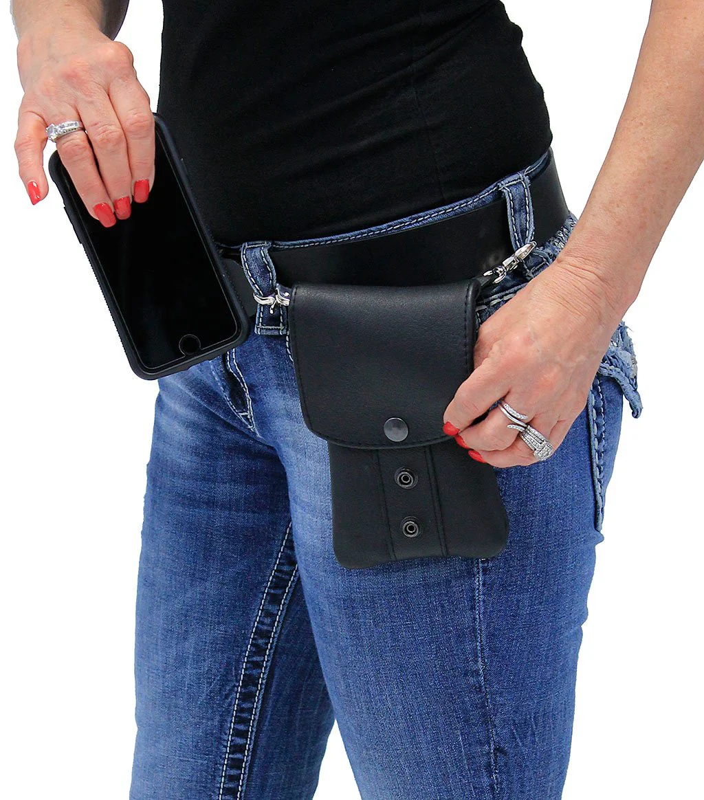 Black Leather Cell Phone Case - Adjustable - Made in USA #PKK18090K - Image 2