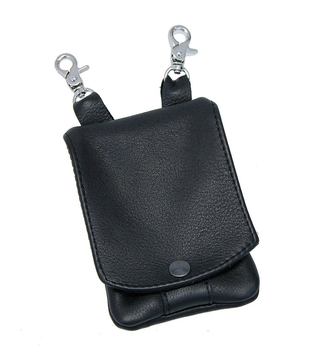 Black Leather Cell Phone Case - Adjustable - Made in USA #PKK18090K - Image 3