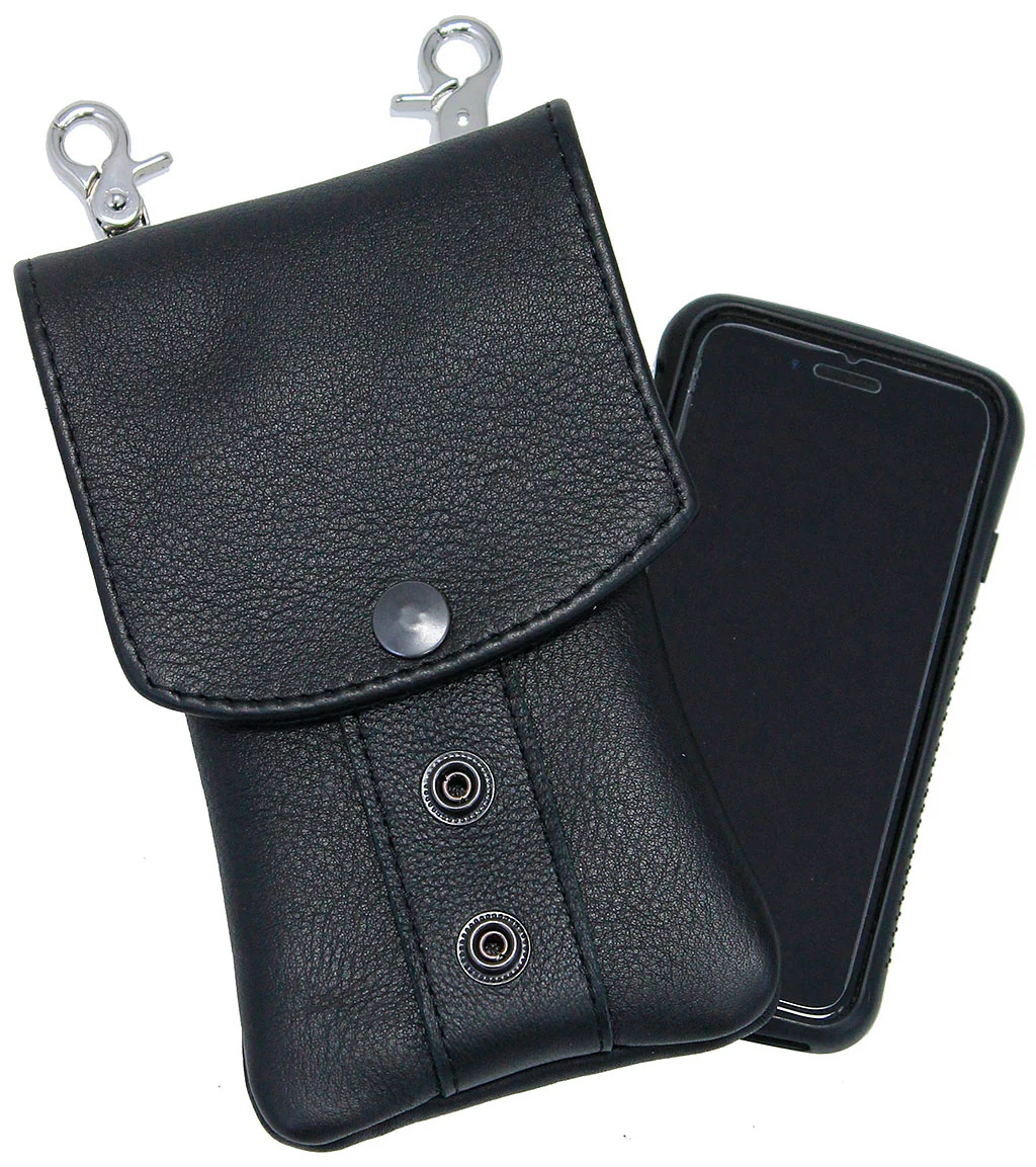 Black Leather Cell Phone Case - Adjustable - Made in USA #PKK18090K - Image 4
