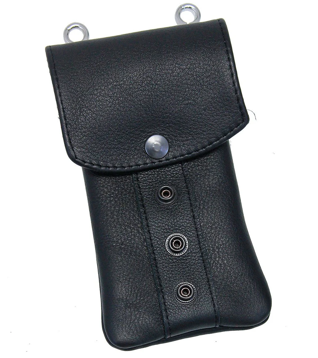 Black Leather Cell Phone Case - Adjustable - Made in USA #PKK18090K - Image 5