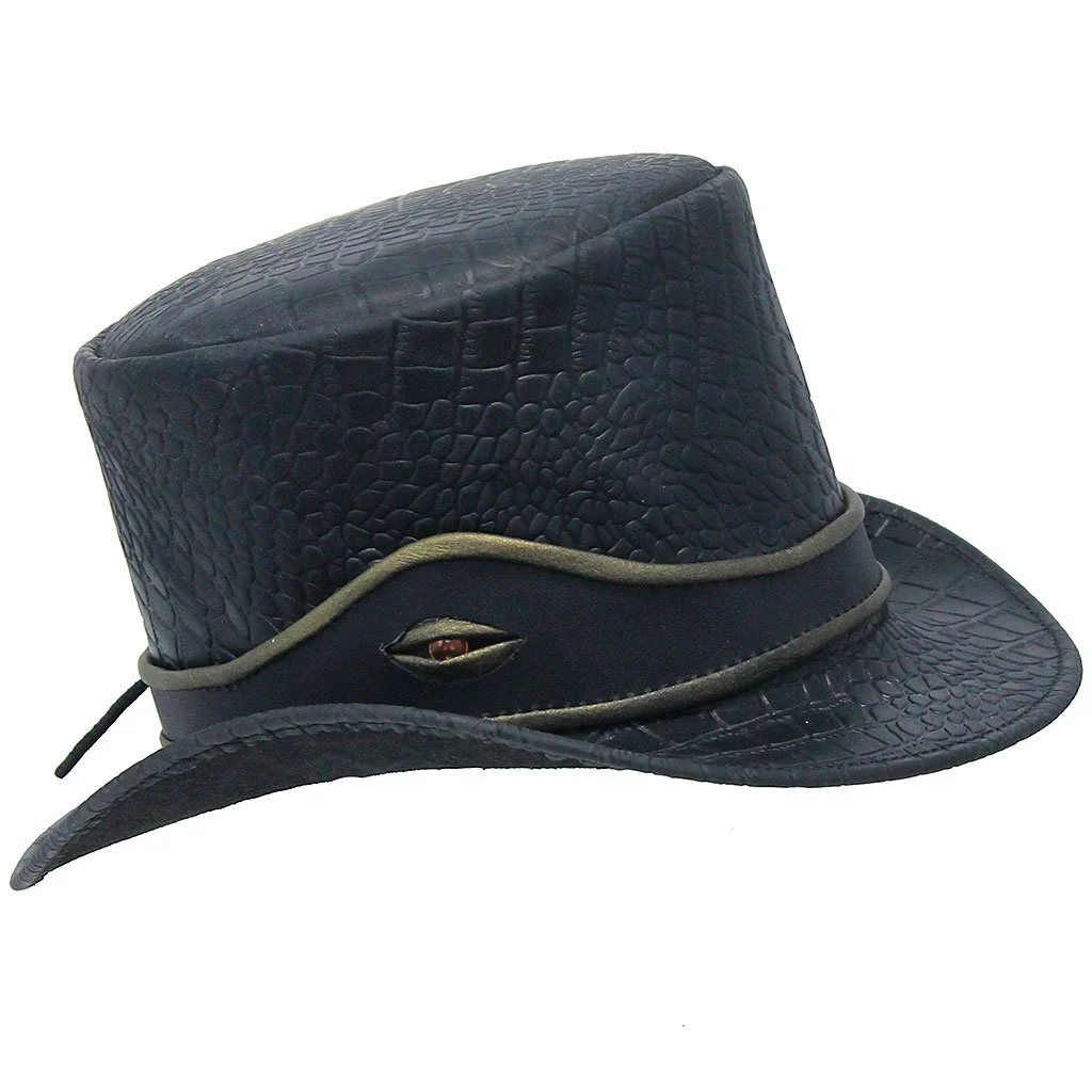 Black Leather Crocodile Eye Tophat #H2205EYEK () - Image 5