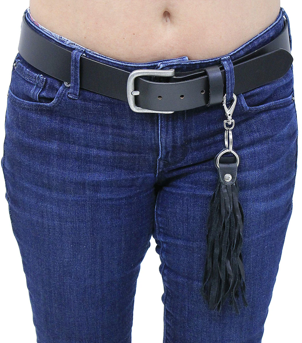 Black Genuine Leather Fringe Key Chain #KC1800K - Image 2