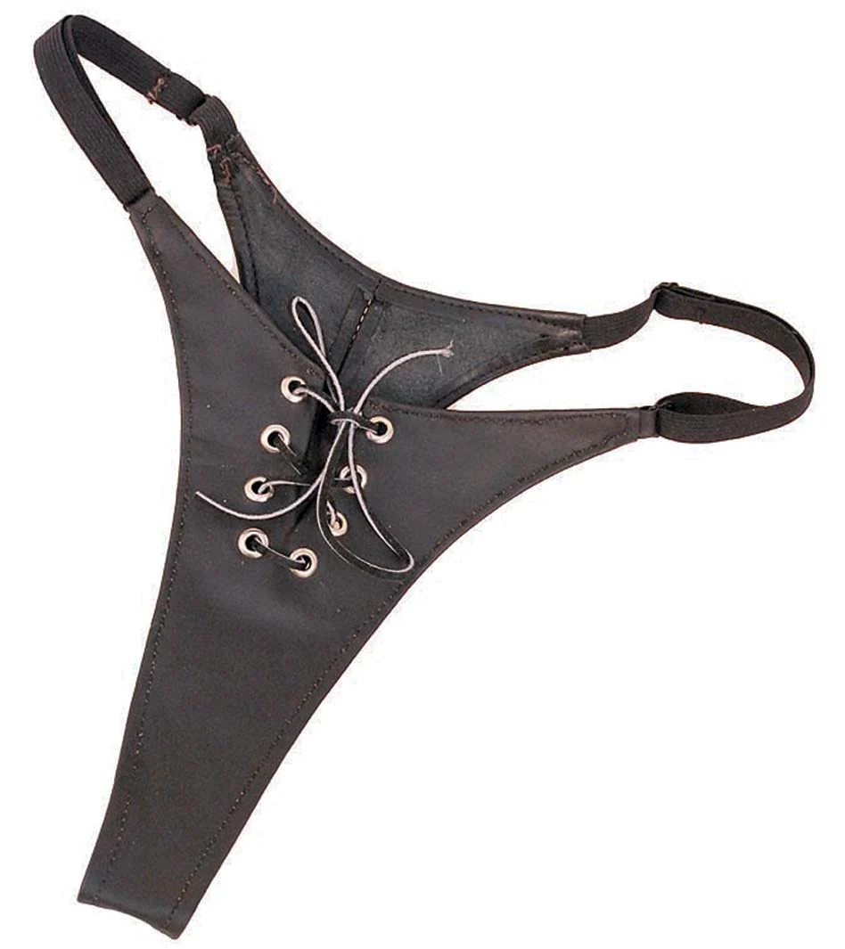 Black Genuine Leather Lace Up Thong #UGT604LK - Image 3