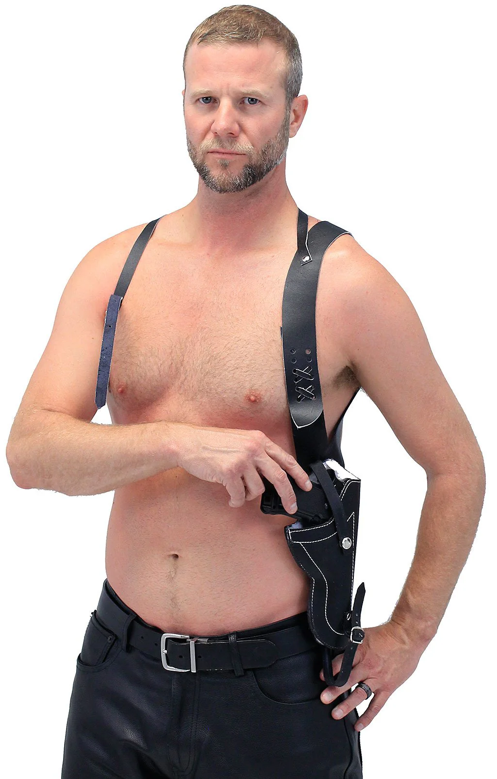 Black Leather Shoulder Holster #A358H - Image 3