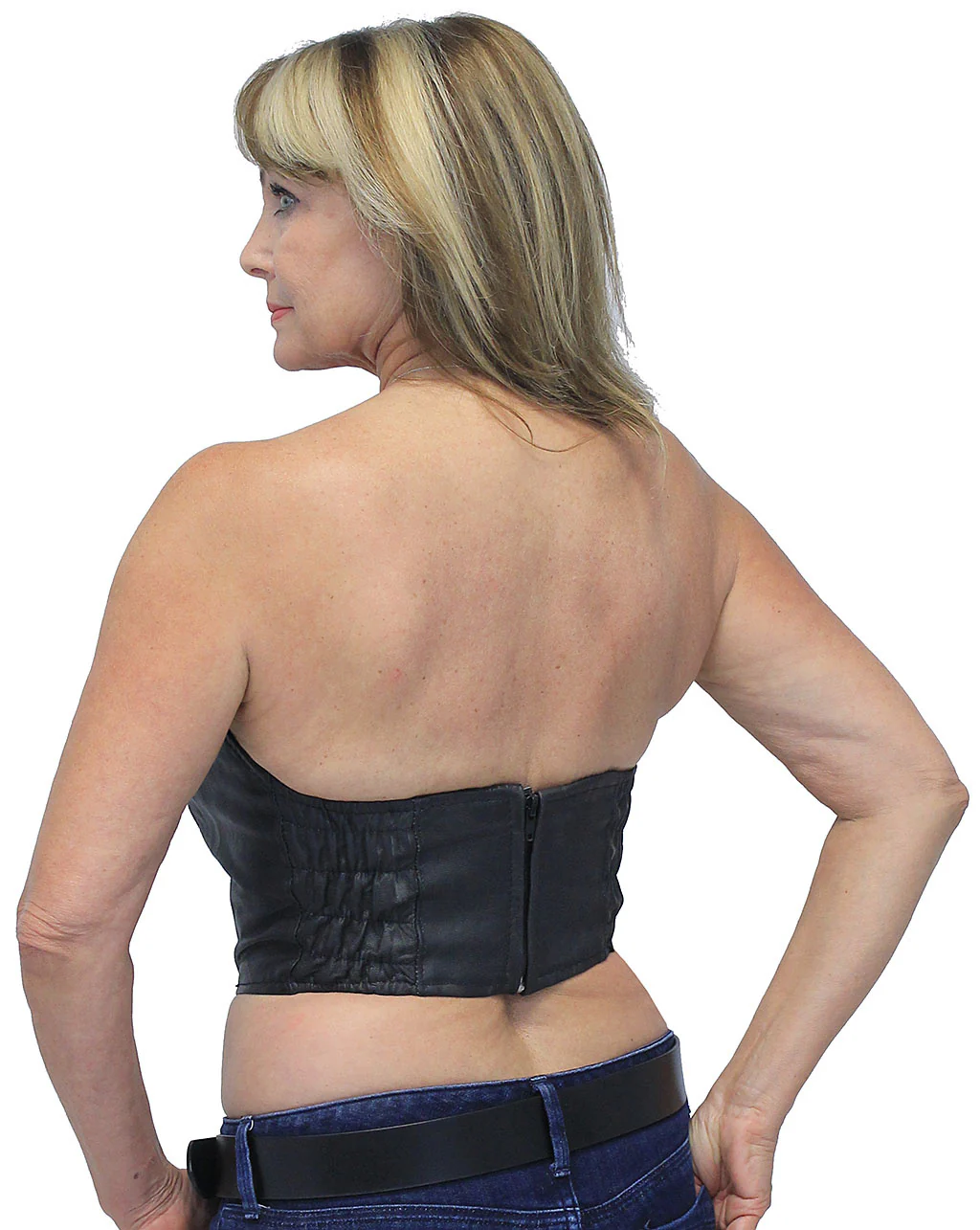 Black Leather Strapless Bustier #VL11010LK (XXS-XL) - Image 2