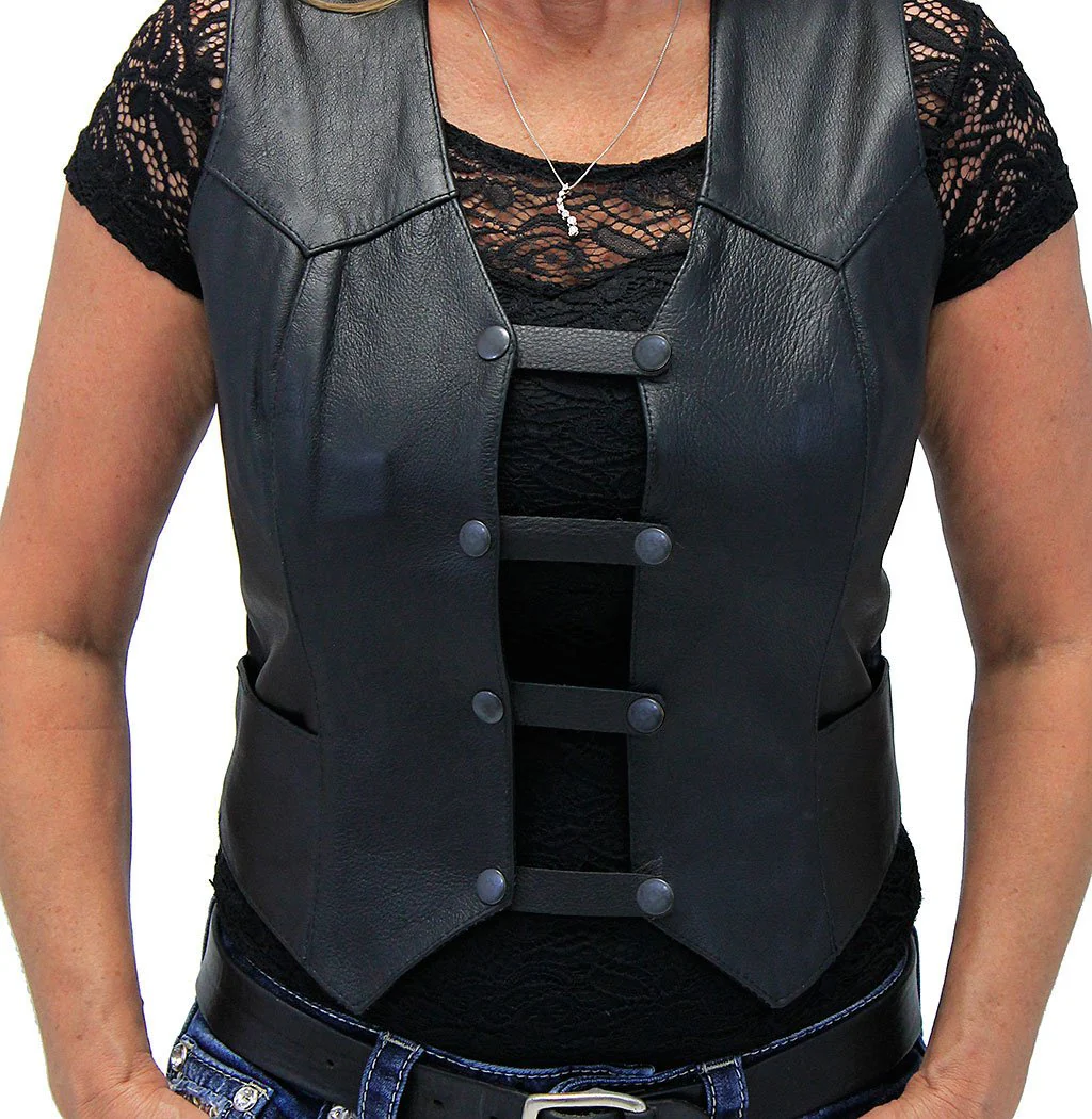Black Leather Vest Extenders (Set of 4) #VC20250K - Image 3