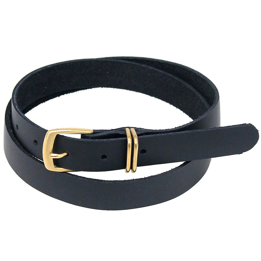 Black Narrow 1" Wide Leather Belt in Comfortable Cowhide #BT15000K (28-42)