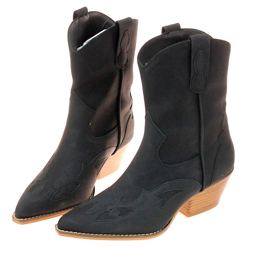 Black on Black Short Cowgirl Boots #BLC10K-SANYA - Image 2