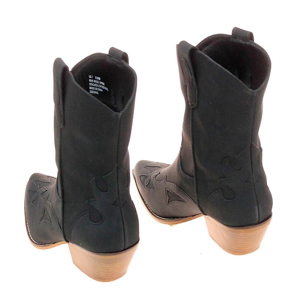 Black on Black Short Cowgirl Boots #BLC10K-SANYA - Image 3
