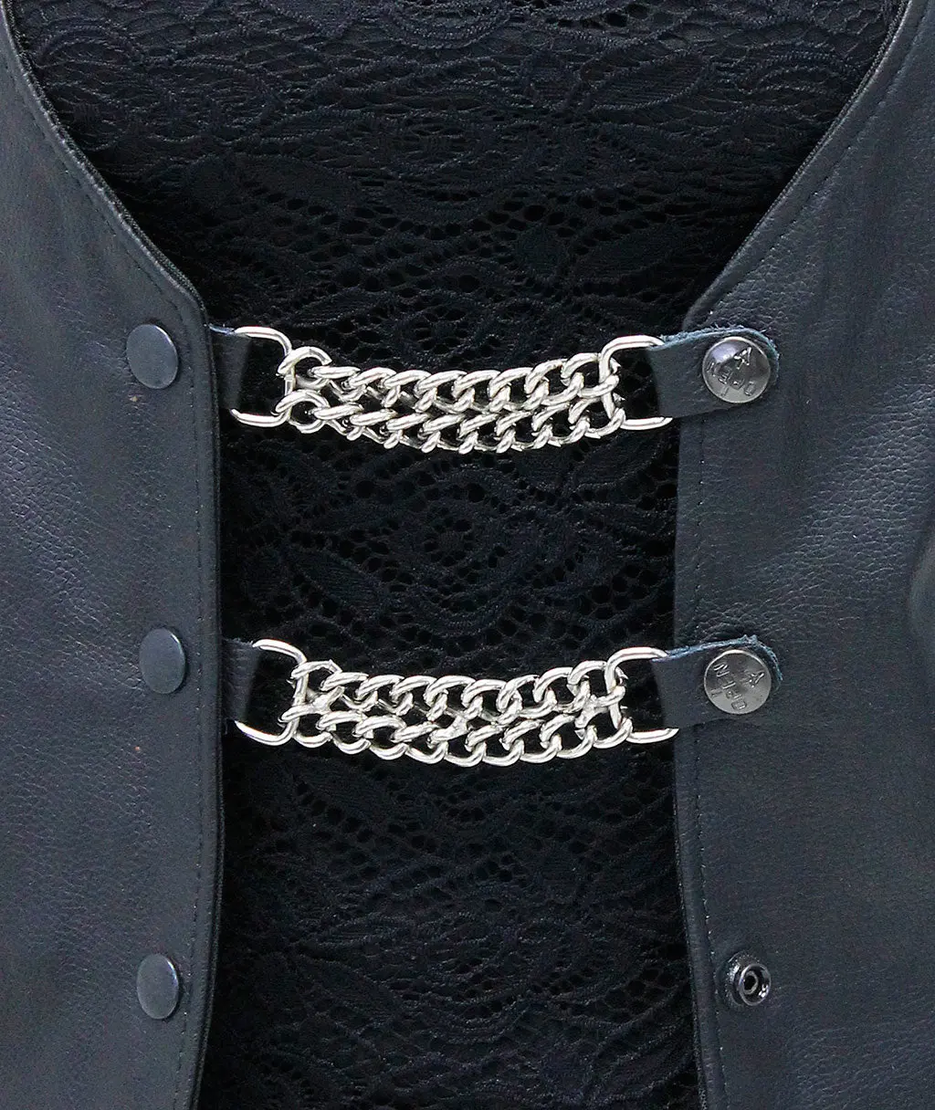 Black Snap Chain Vest Extenders with Leather #VC2K - Image 3
