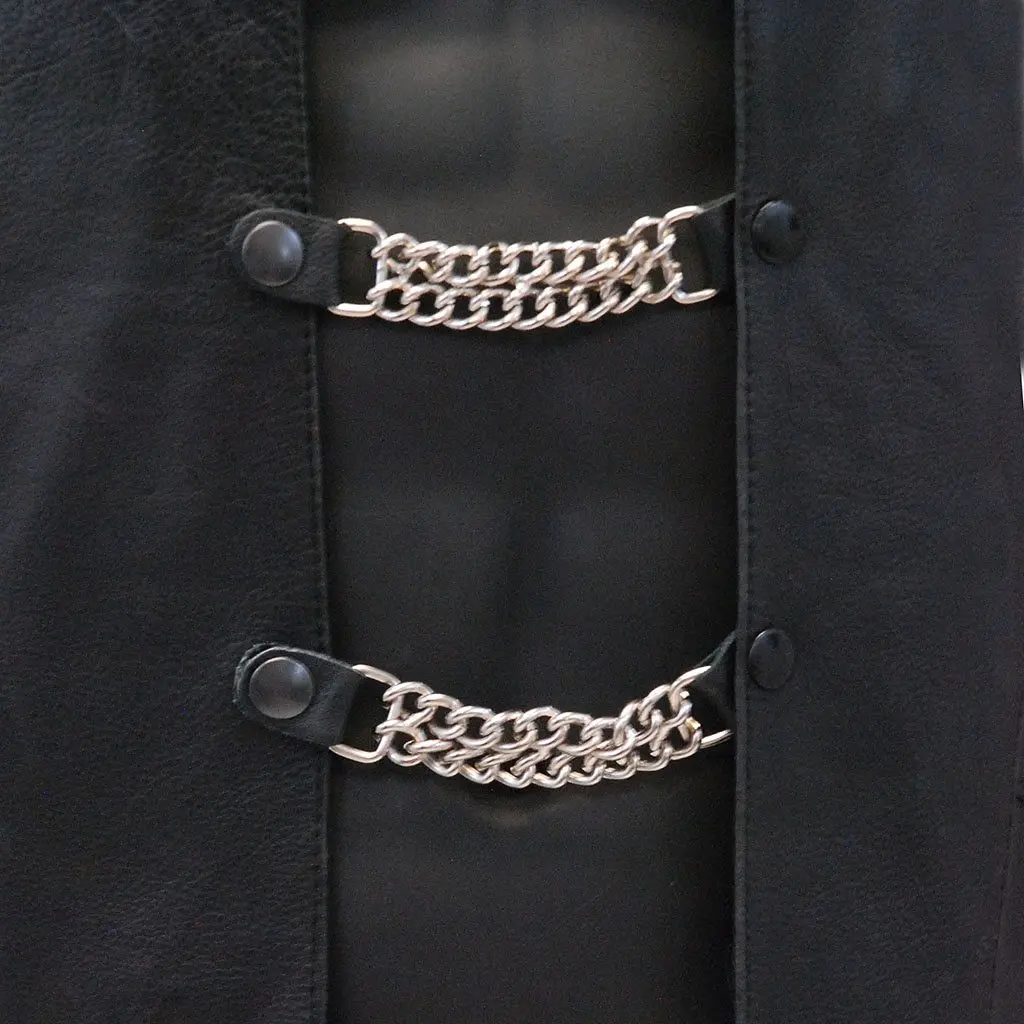 Black Snap Chain Vest Extenders with Leather #VC2K - Image 4