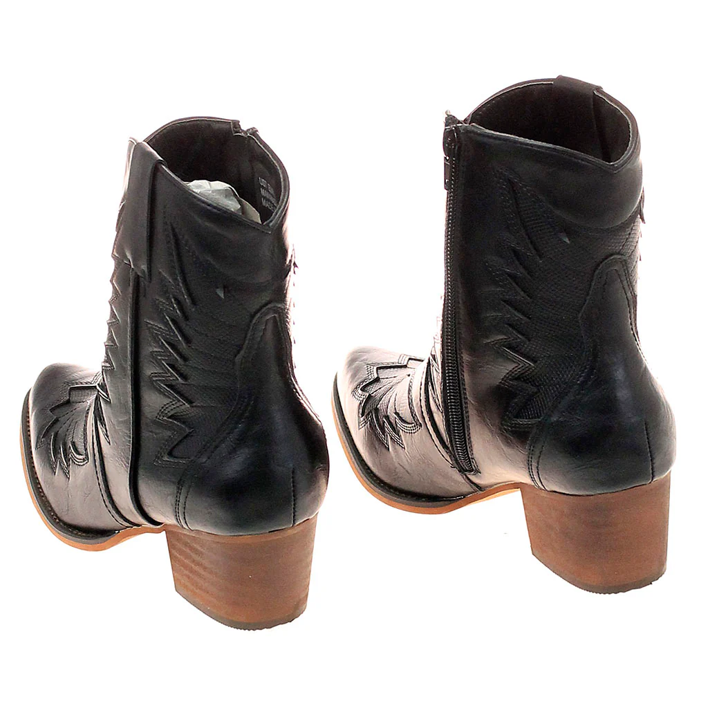 Black Women's Winged Ankle Boots w/Zipper #BLC10EK-COLEEN - Image 3