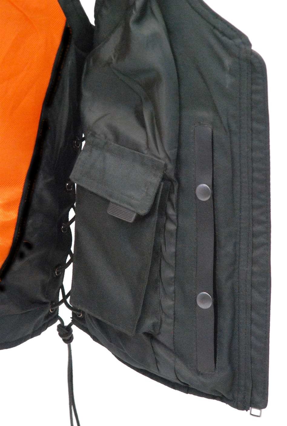 Black Women's Concealed Pockets Side Lace Leather Zip Vest #VL4531GLK - Image 5