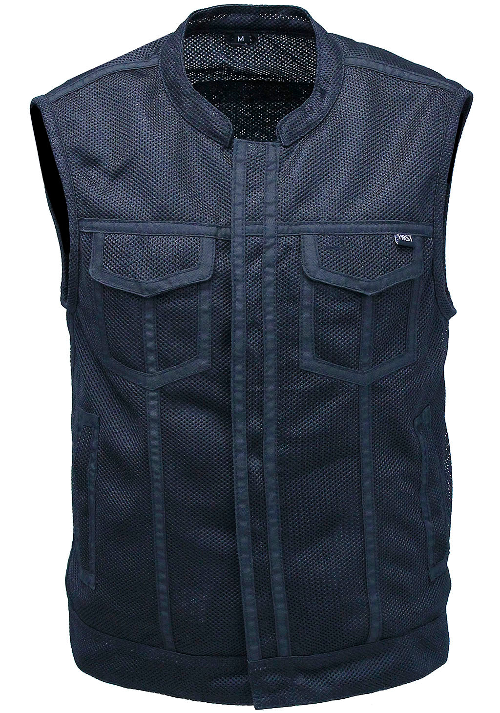 Men's Black Moto Mesh Motorcycle Vest #VMC6890VGK - Image 4