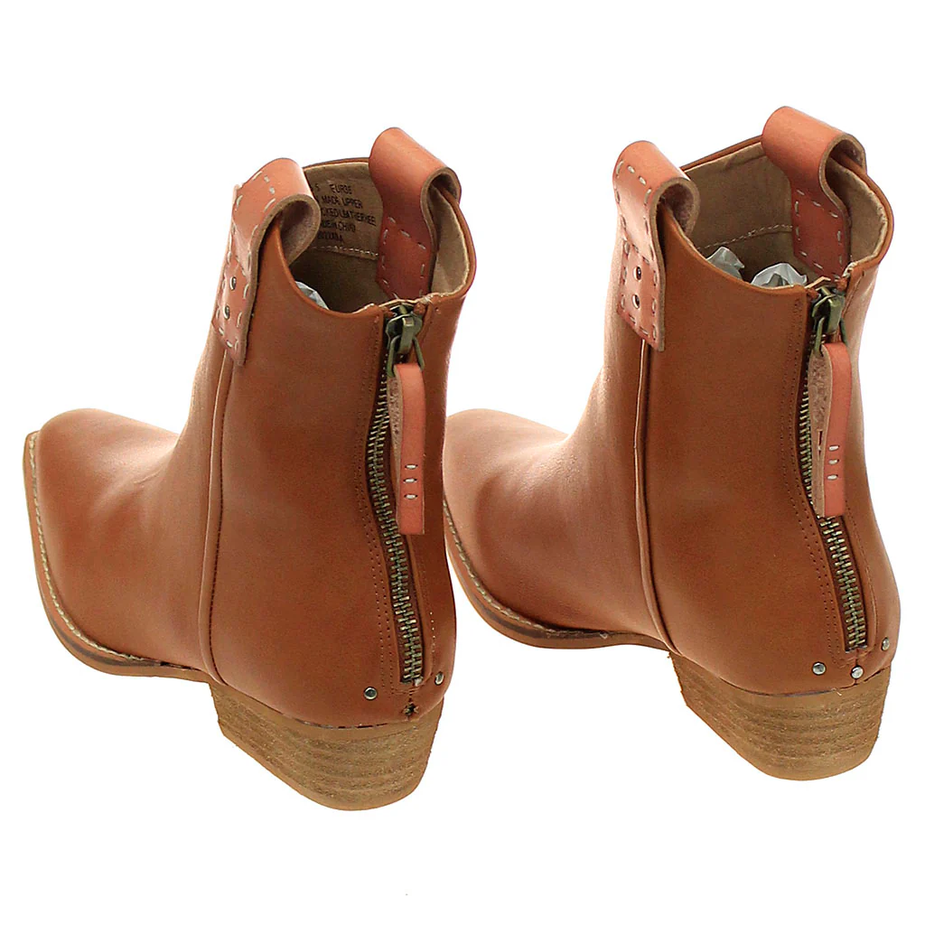 Brown Ankle Boots w/Finger Pulls & Back Zipper #BLC01BRN-FREER - Image 2