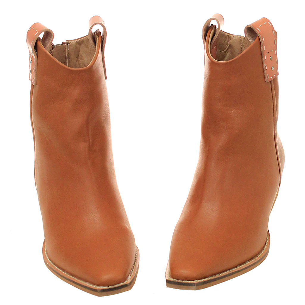 Brown Ankle Boots w/Finger Pulls & Back Zipper #BLC01BRN-FREER - Image 3