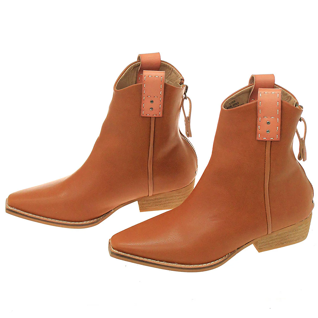 Brown Ankle Boots w/Finger Pulls & Back Zipper #BLC01BRN-FREER - Image 4