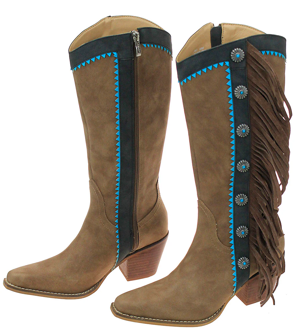 Brown Fringe and Concho Western Boots #BLC05N-GIZ14
