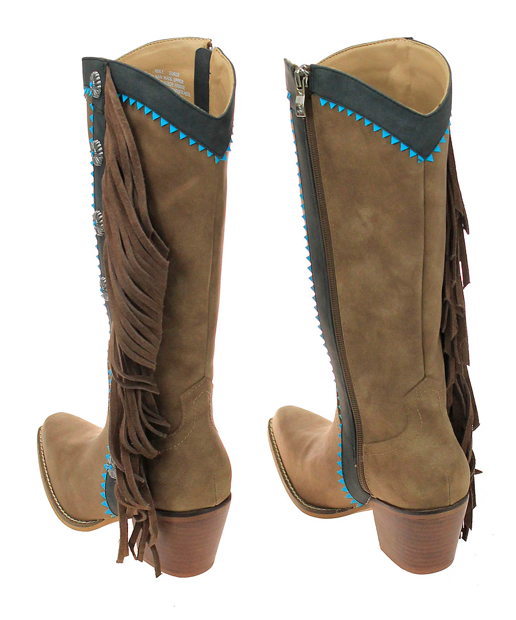 Brown Fringe and Concho Western Boots #BLC05N-GIZ14 - Image 2