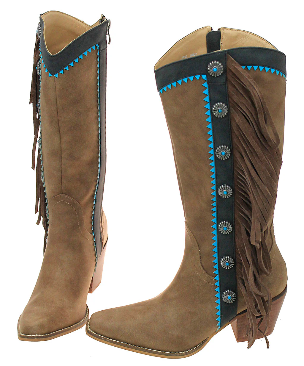 Brown Fringe and Concho Western Boots #BLC05N-GIZ14 - Image 3