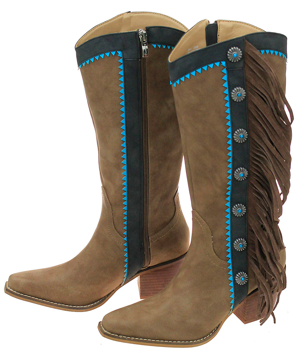 Brown Fringe and Concho Western Boots #BLC05N-GIZ14 - Image 4