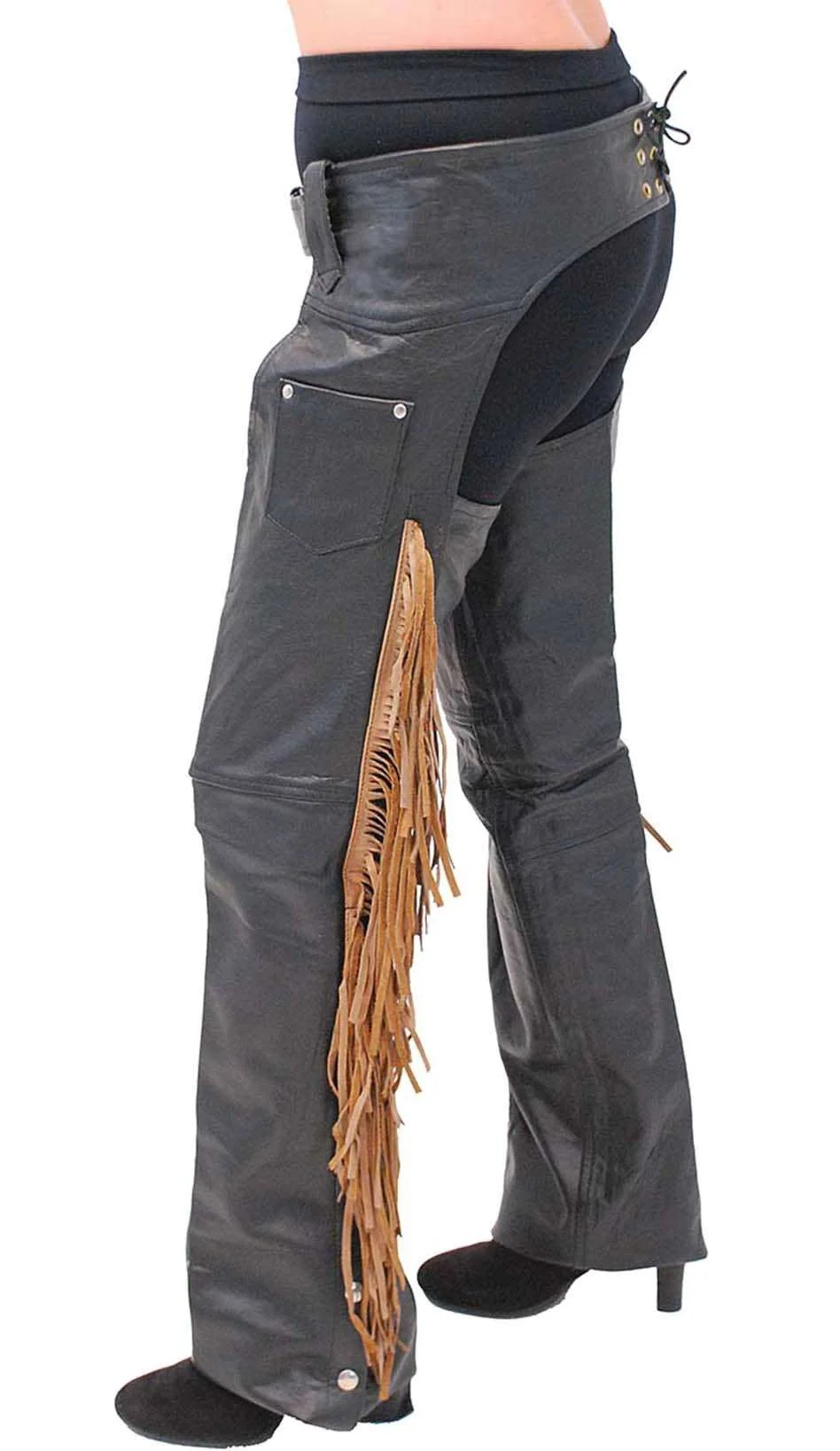 Brown Fringe Premium Leather Chaps - Special #C116FKN ()